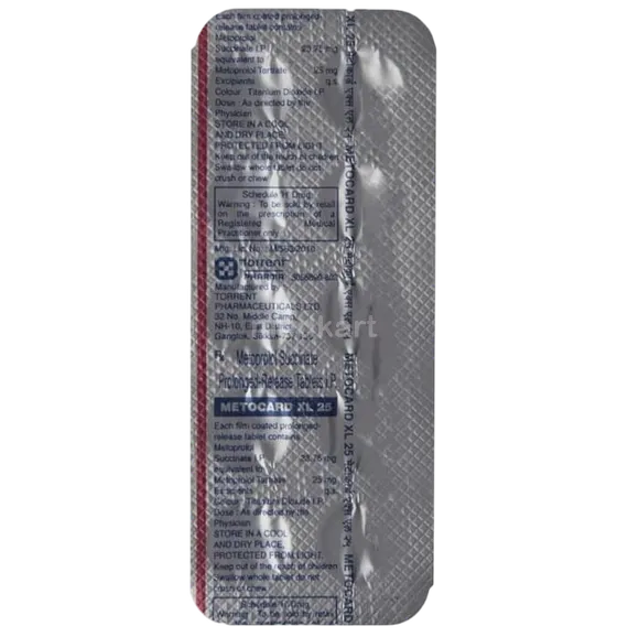 metocard xl 25mg tablet 10's